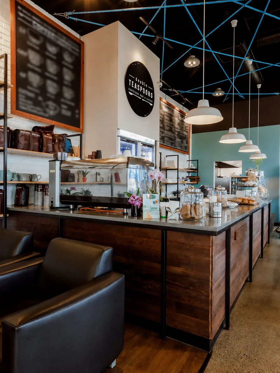 The coffee bar and seating inside Double Teaspoons
