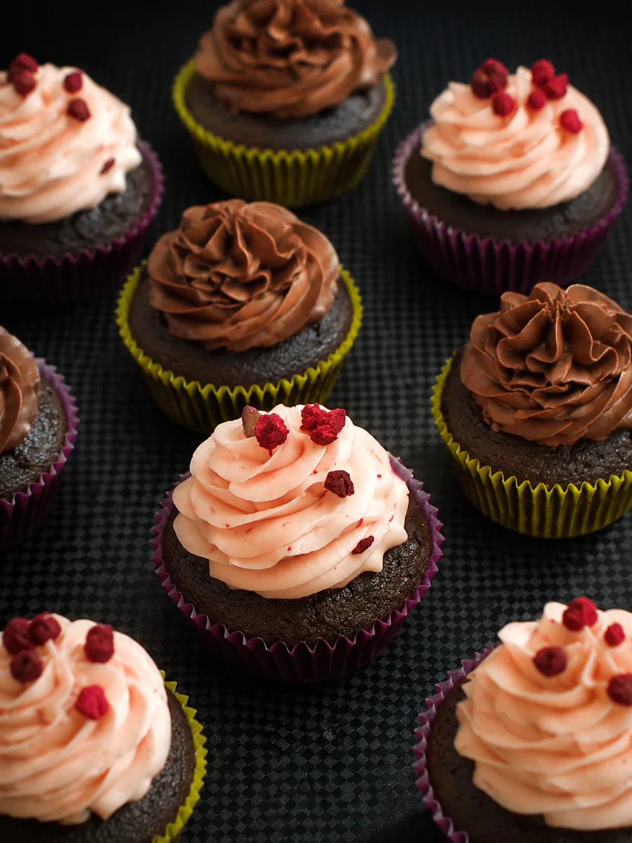 Chocolate and raspberry cupcakes at Double Teaspoons